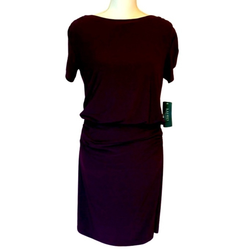 NWT Lauren Ralph Lauren Shirred knit dress, raisin, 6, figure flattering‎